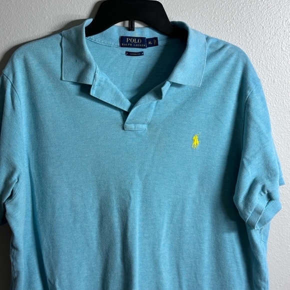 Polo By Ralph Lauren Men Light Blue Polo Shirt Short Sleeve Custom Fit size XL - Picture 2 of 7